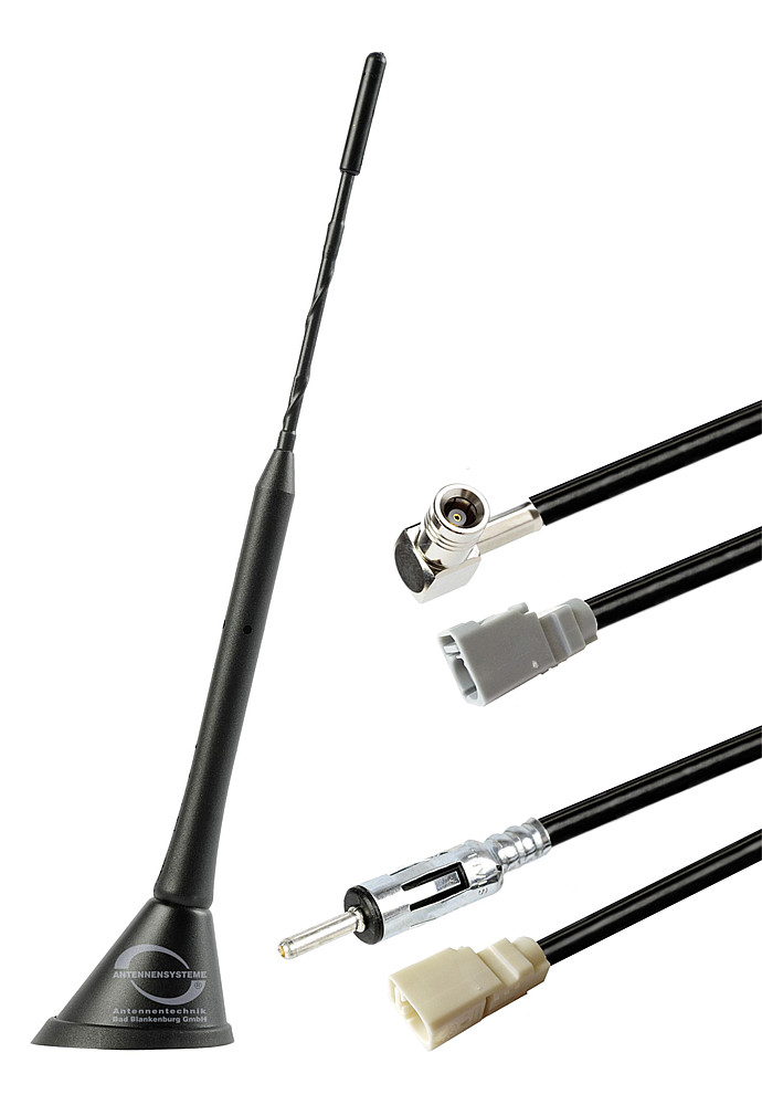 Hama Antenne de toit pour voiture, AM/FM et DAB/DAB+ (pour DAB/DAB+, AM/FM,  antenne de toit flexible, bande III, bande L, fiche SMB (f), amplifiée  électroniquement, active, 12 V, pour voiture) Noir 