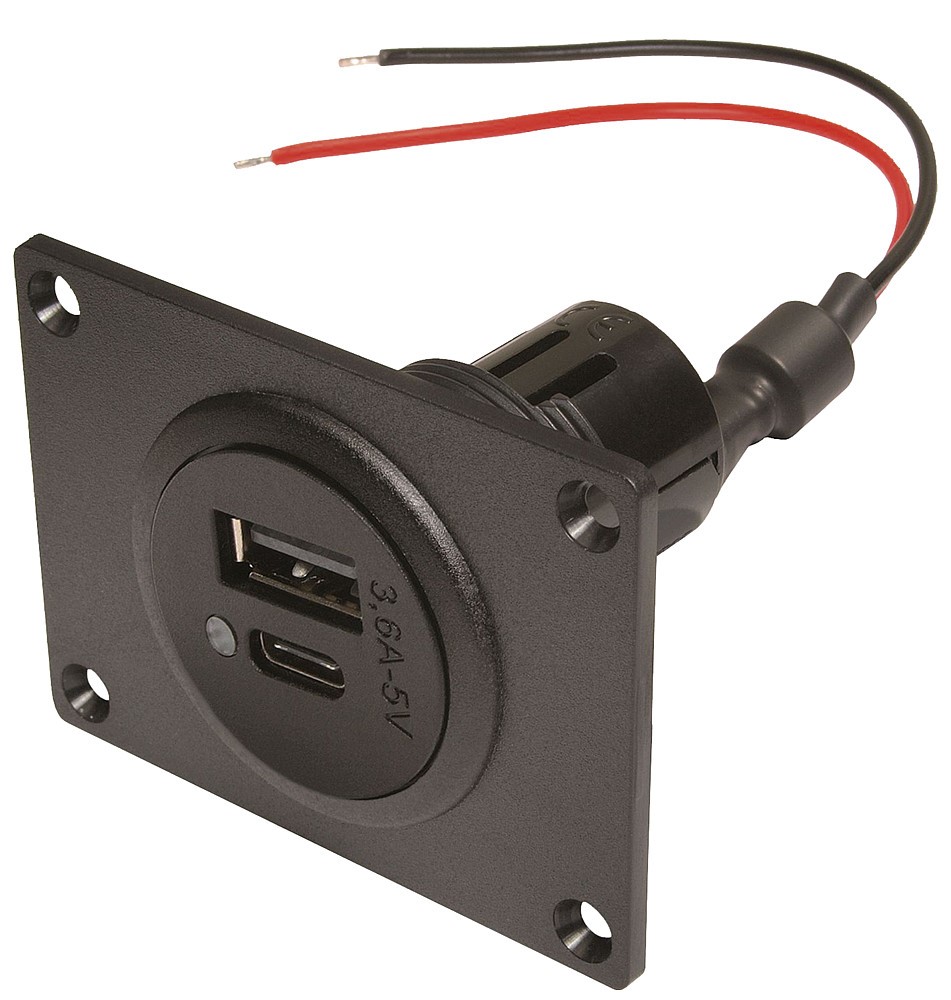 Prise de courant encastrable EV avec double prise USB-C/A + 2 prises Power  - Loisirs 44